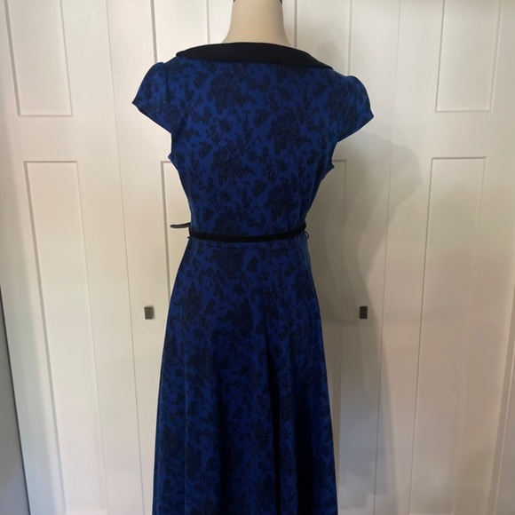 Lindy Bop Blue & Black Dress - Picture 2 of 3